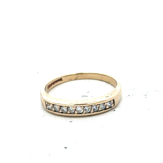 9ct yellow gold diamond ring with a sparkling center stone, size K 1/2, unbranded jewelry, elegant and classic design.
