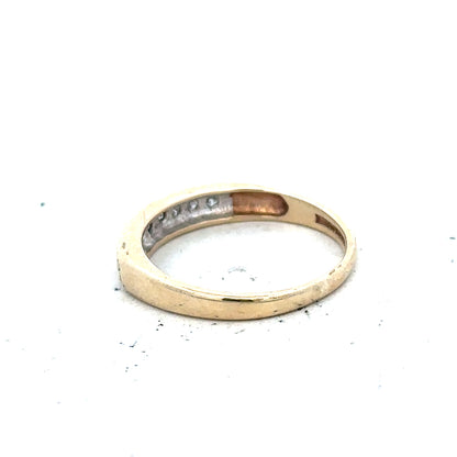 9ct yellow gold diamond ring size K1/2, unbranded, featuring a sparkling diamond setting on a polished gold band.