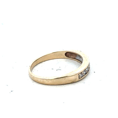 9ct yellow gold diamond ring size K1/2 with sparkling diamonds, unbranded jewelry piece, close-up of the elegant ring design.