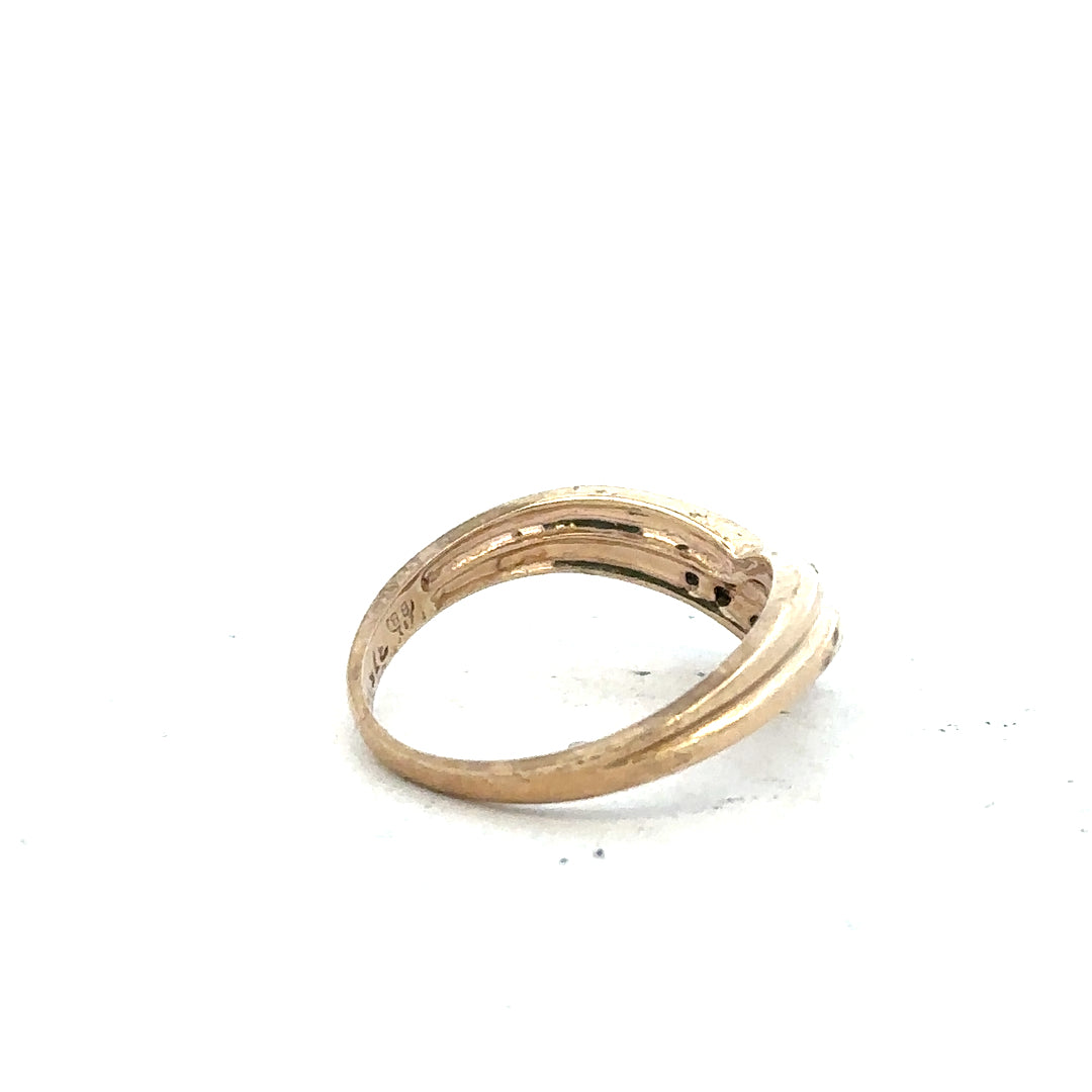 9ct yellow gold diamond ring in size L with sparkling diamonds, unbranded jewelry piece with elegant design.
