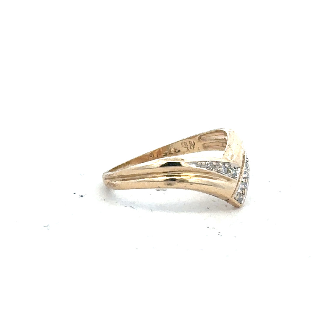 9ct yellow gold diamond ring in size L with sparkling diamonds, unbranded, showcasing the elegant jewelry design.
