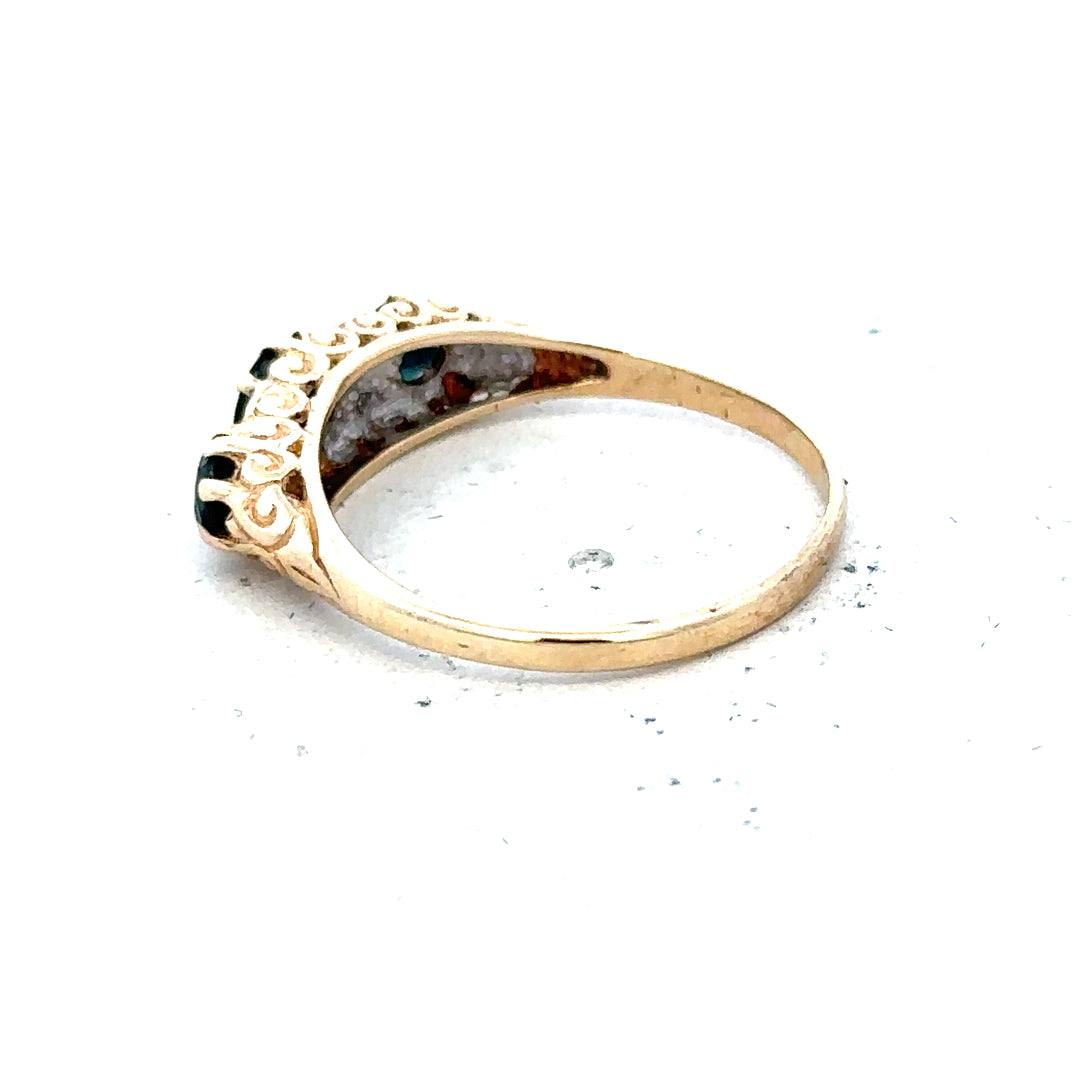 9ct yellow gold diamond ring in size M with sparkling diamonds and a polished band.