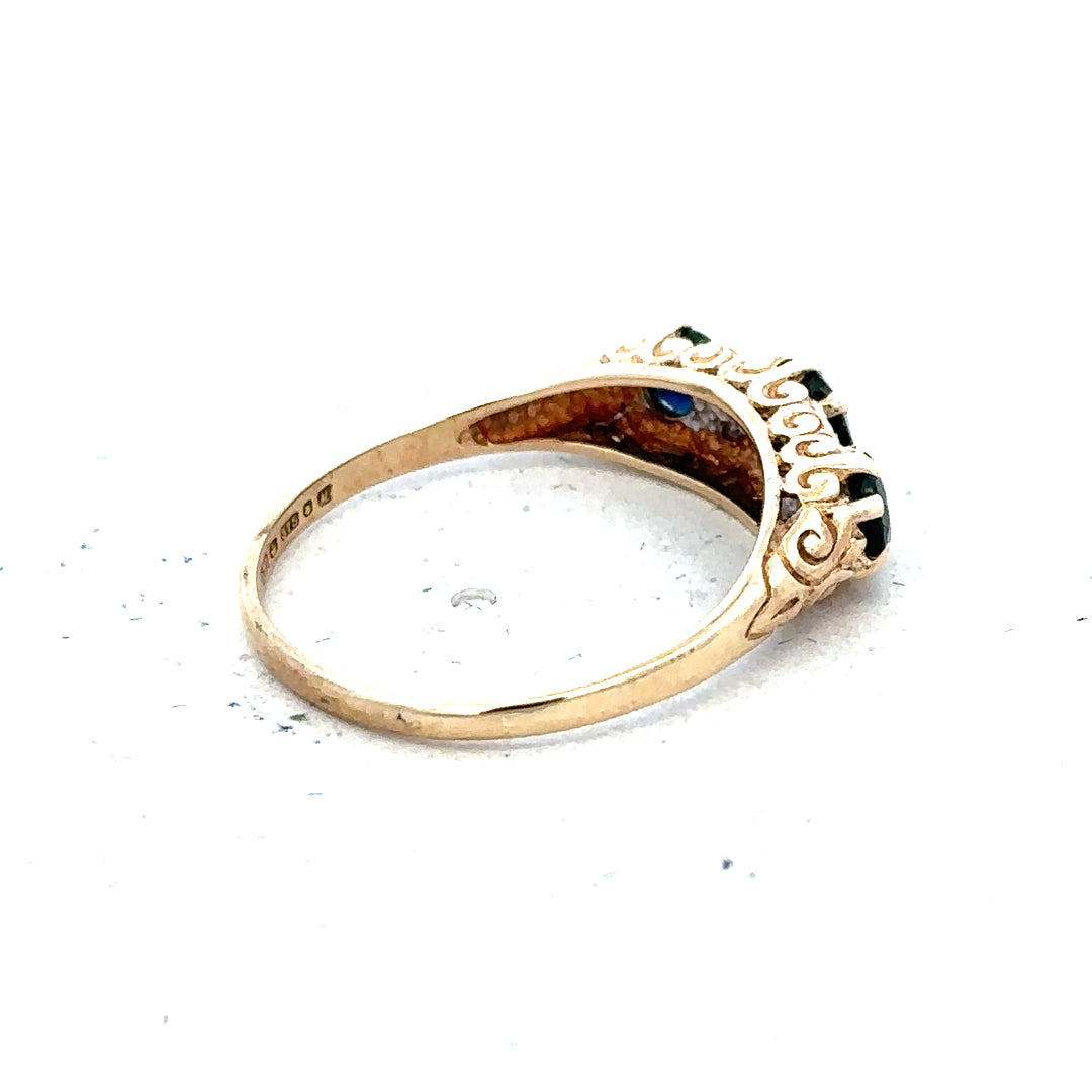 9ct yellow gold diamond ring in size M with a sparkling diamond setting, showcasing elegant jewelry craftsmanship.
