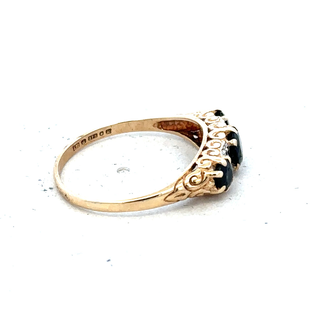 9ct yellow gold diamond ring in size M featuring a sparkling diamond accent on a simple, elegant band.