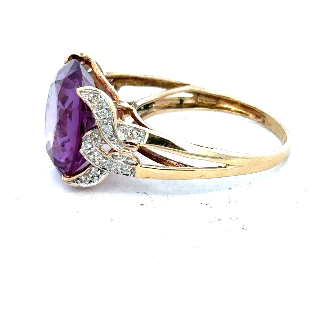 9ct yellow gold diamond ring in size M with a sleek band and sparkling diamond accent, unbranded jewelry piece.