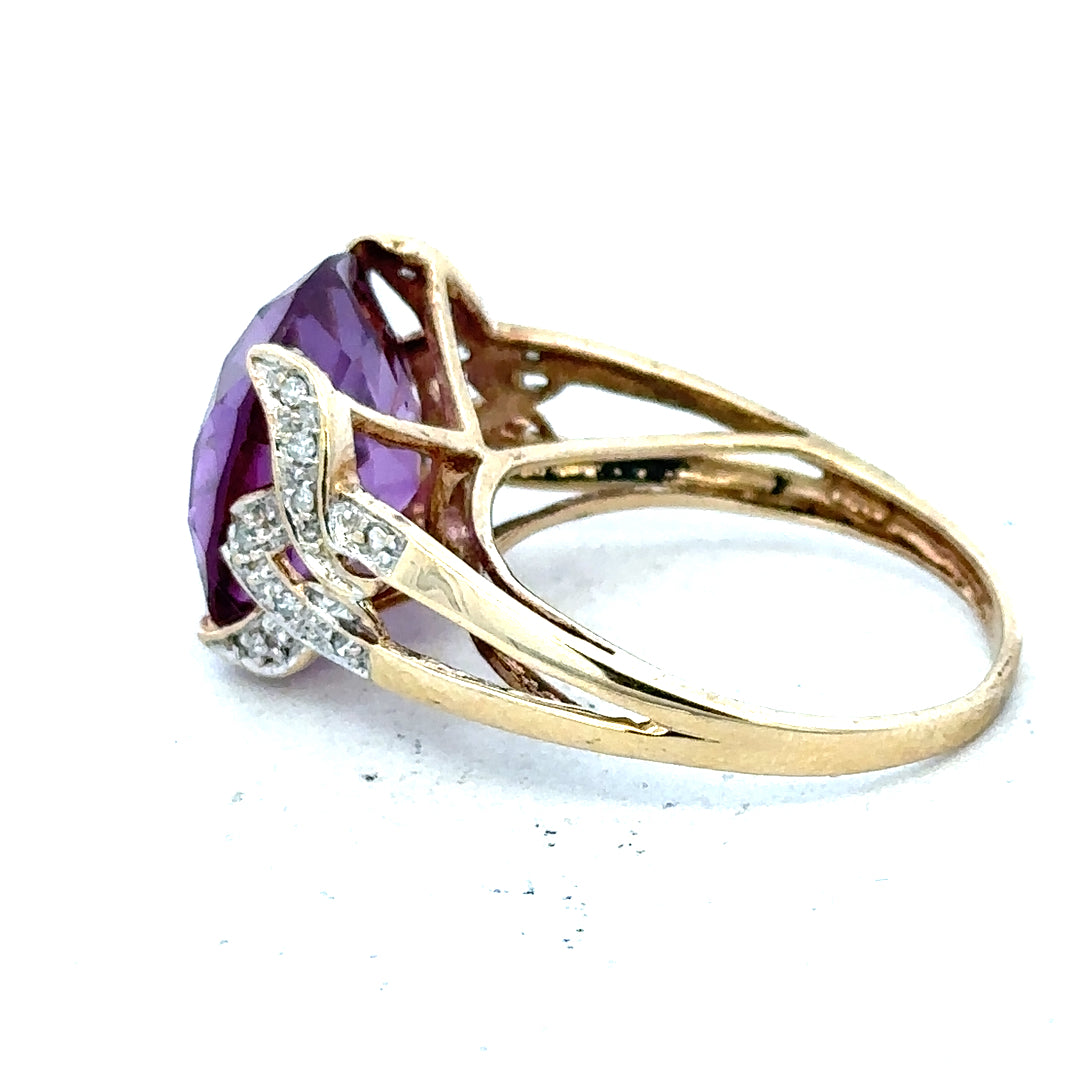 9ct yellow gold diamond ring in size M with sparkling diamonds, unbranded, elegant jewelry accessory.