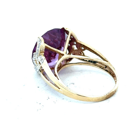 9ct yellow gold diamond ring in size M with a sparkling diamond setting, unbranded jewelry piece.