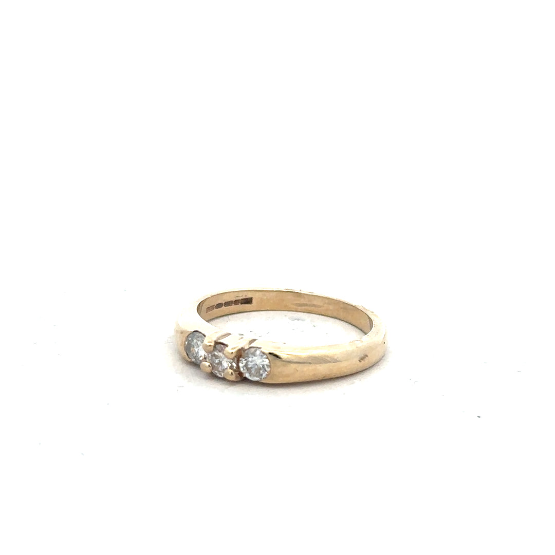 9ct yellow gold diamond ring in size M featuring a sparkling diamond, unbranded jewelry piece with elegant design.