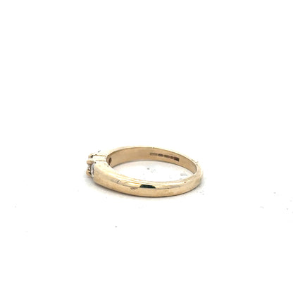 9ct yellow gold diamond ring in size M with sparkling diamonds, unbranded, showcasing a classic and elegant jewelry design.