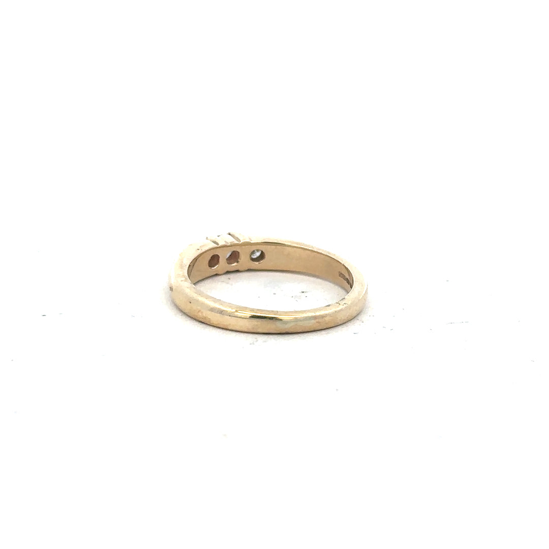 9ct yellow gold diamond ring in size M with sparkling diamonds, unbranded, showcasing the elegant jewelry design.