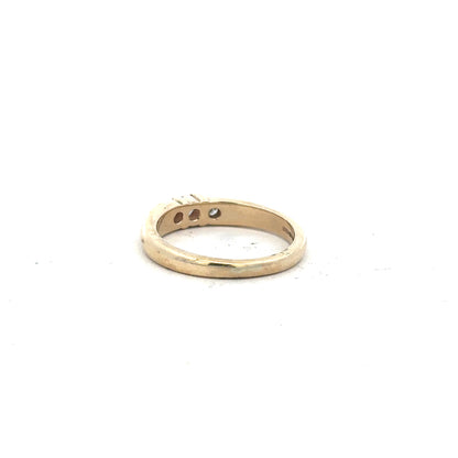 9ct yellow gold diamond ring in size M with sparkling diamonds, unbranded, showcasing the elegant jewelry design.