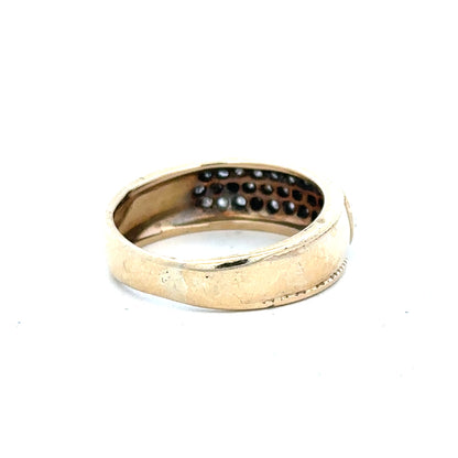 9ct yellow gold diamond ring in size M with sparkling diamonds, unbranded jewelry showcasing elegant craftsmanship.
