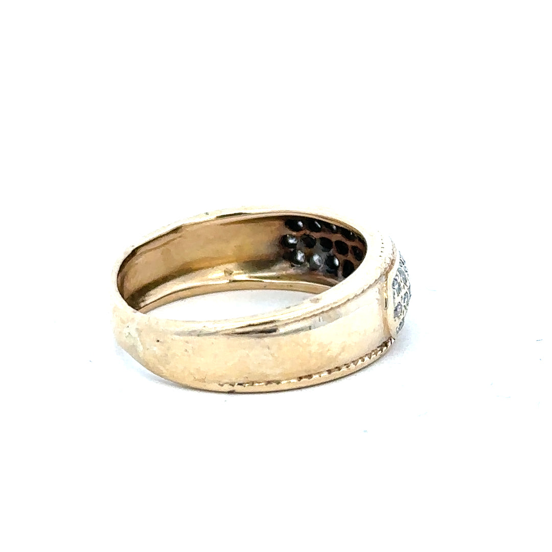 9ct yellow gold diamond ring in size M with sparkling diamonds, unbranded jewelry accessory displayed on a neutral background.