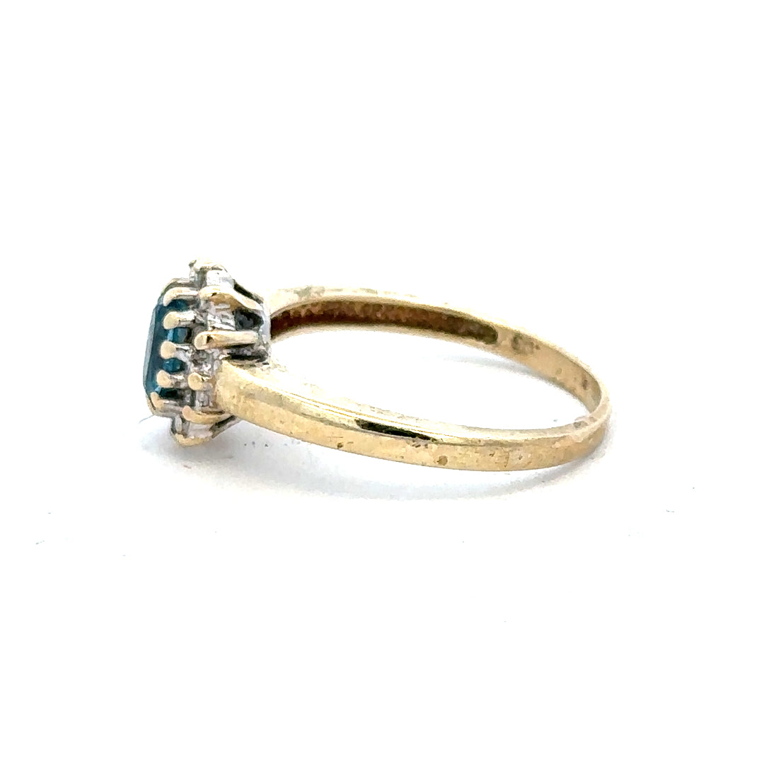 9ct yellow gold diamond ring in size M with sparkling diamonds, unbranded jewelry piece.