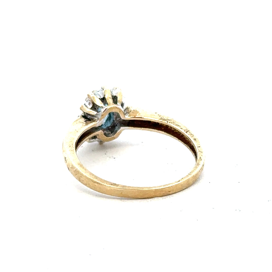 9ct yellow gold diamond ring size M, unbranded, showcasing a gold band with sparkling diamonds visible from the top view.