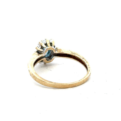 9ct yellow gold diamond ring size M, unbranded, showcasing a gold band with sparkling diamonds visible from the top view.