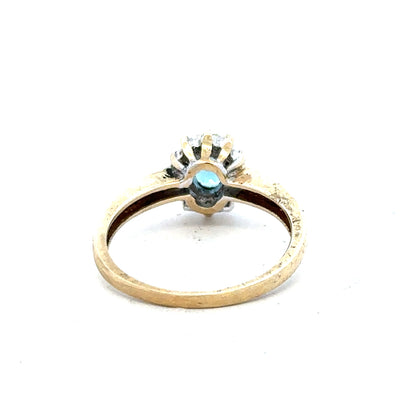 9ct yellow gold diamond ring in size M with sparkling diamonds, unbranded jewelry piece displayed against a neutral background.
