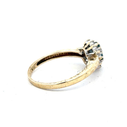 9ct yellow gold diamond ring in size M with a polished band and small sparkling diamonds, unbranded jewelry.