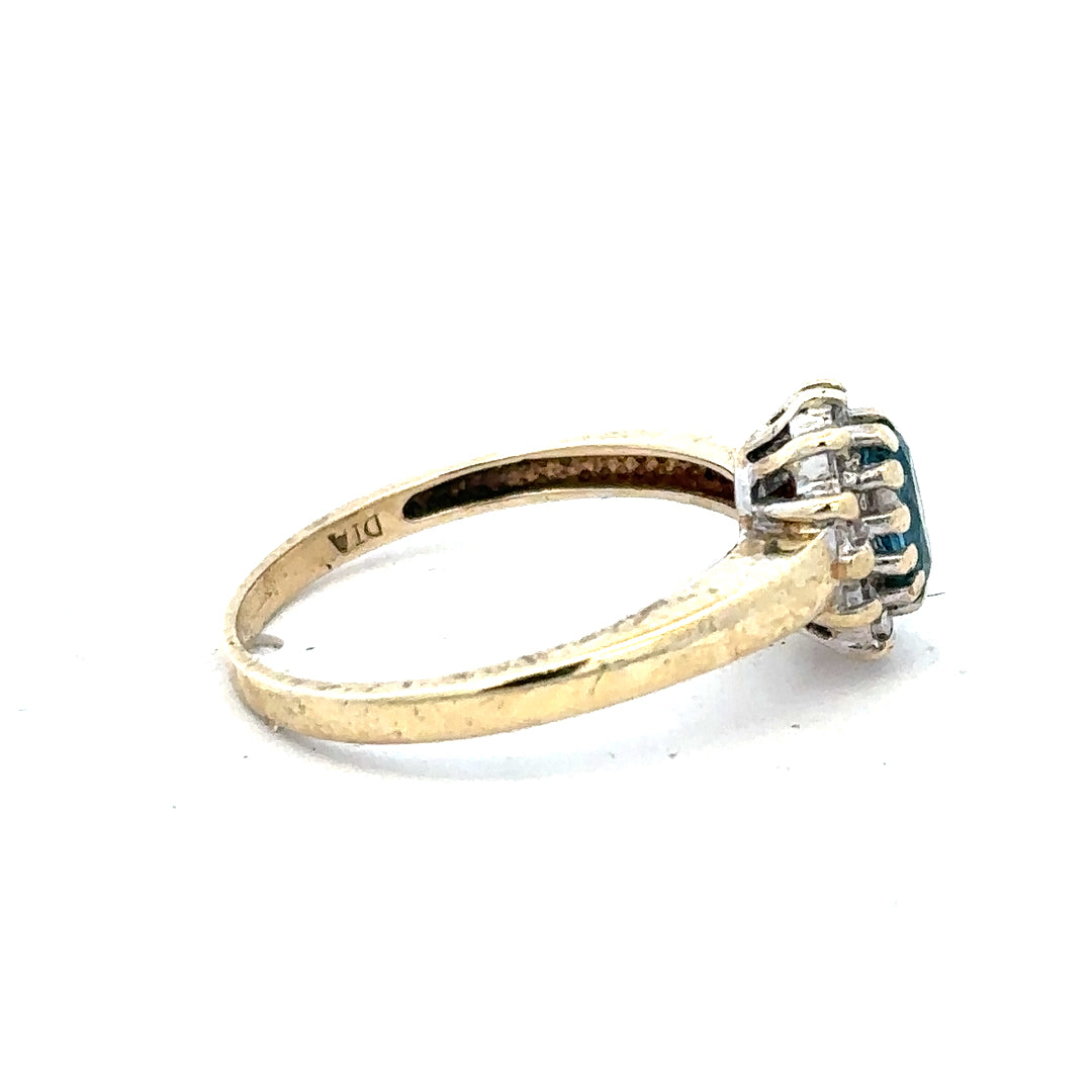 9ct yellow gold diamond ring in size M with sparkling diamonds, unbranded jewelry showcasing elegant craftsmanship.