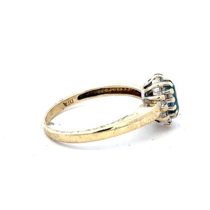 9ct yellow gold diamond ring in size M with sparkling diamonds, unbranded jewelry showcasing elegant craftsmanship.