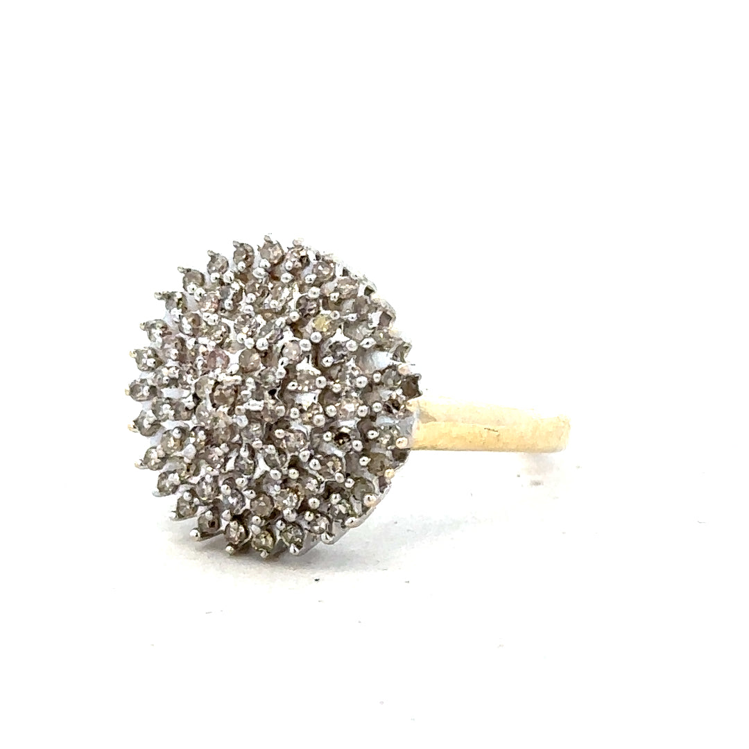 9ct yellow gold diamond ring in size M with sparkling diamonds, unbranded jewelry piece showcasing elegant craftsmanship.