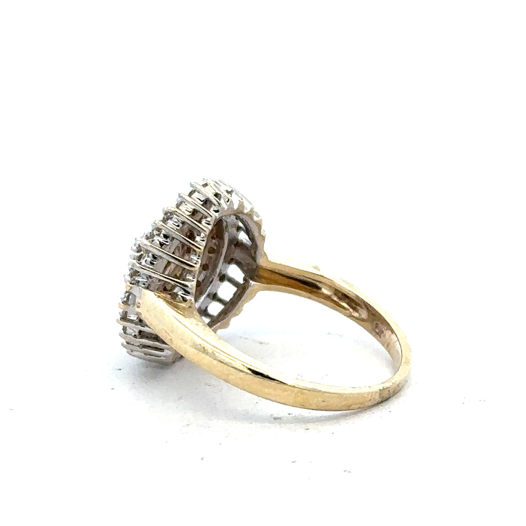 9ct yellow gold diamond ring in size M featuring a sparkling diamond, unbranded jewelry with elegant design.
