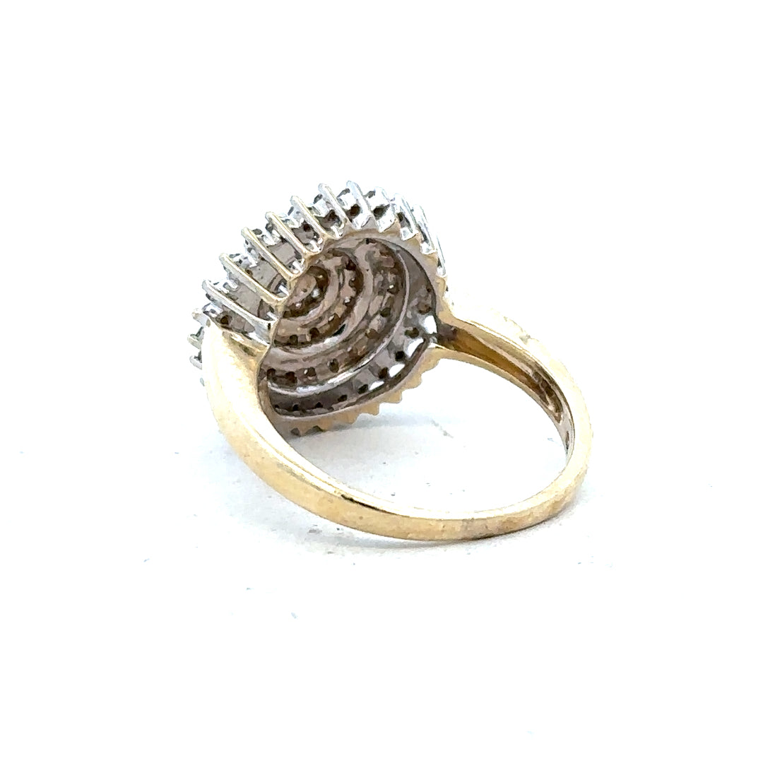 9ct yellow gold diamond ring in size M, featuring a sparkling diamond, unbranded jewelry with elegant design.