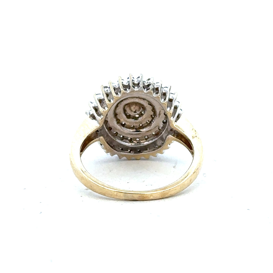 9ct yellow gold diamond ring in size M, unbranded, with sparkling diamonds set in a classic gold band.