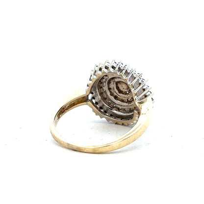 9ct yellow gold diamond ring size M with sparkling diamonds, unbranded jewelry showcasing elegant craftsmanship.