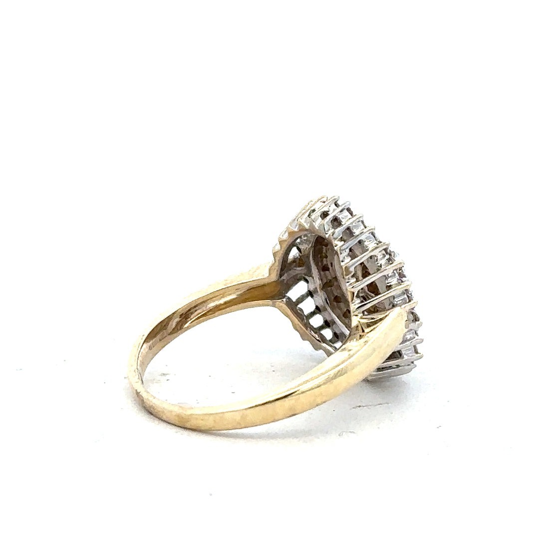 9ct yellow gold diamond ring in size M with sparkling diamonds, unbranded jewelry showcasing elegant craftsmanship.