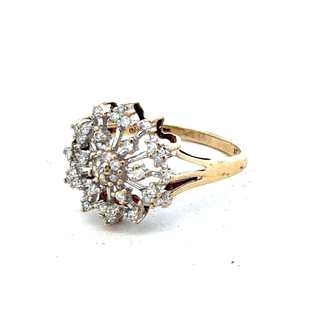 9ct yellow gold diamond ring in size M1/2, featuring a sparkling diamond setting and weighing 2.4 grams.