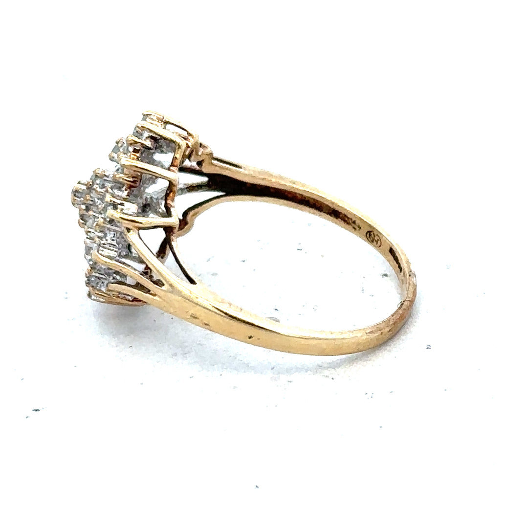 9ct yellow gold diamond ring in size M1/2, unbranded, featuring a sleek gold band with sparkling diamonds, weighing 2.4 grams.