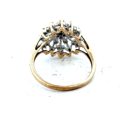 9ct yellow gold diamond ring in size M1/2, featuring a sparkling diamond setting, weighs 2.4 grams, unbranded jewelry.