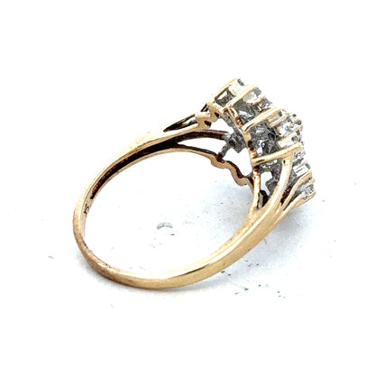 9ct yellow gold diamond ring, size M1/2, featuring sparkling diamonds, weighs 2.4g, unbranded jewelry accessory.