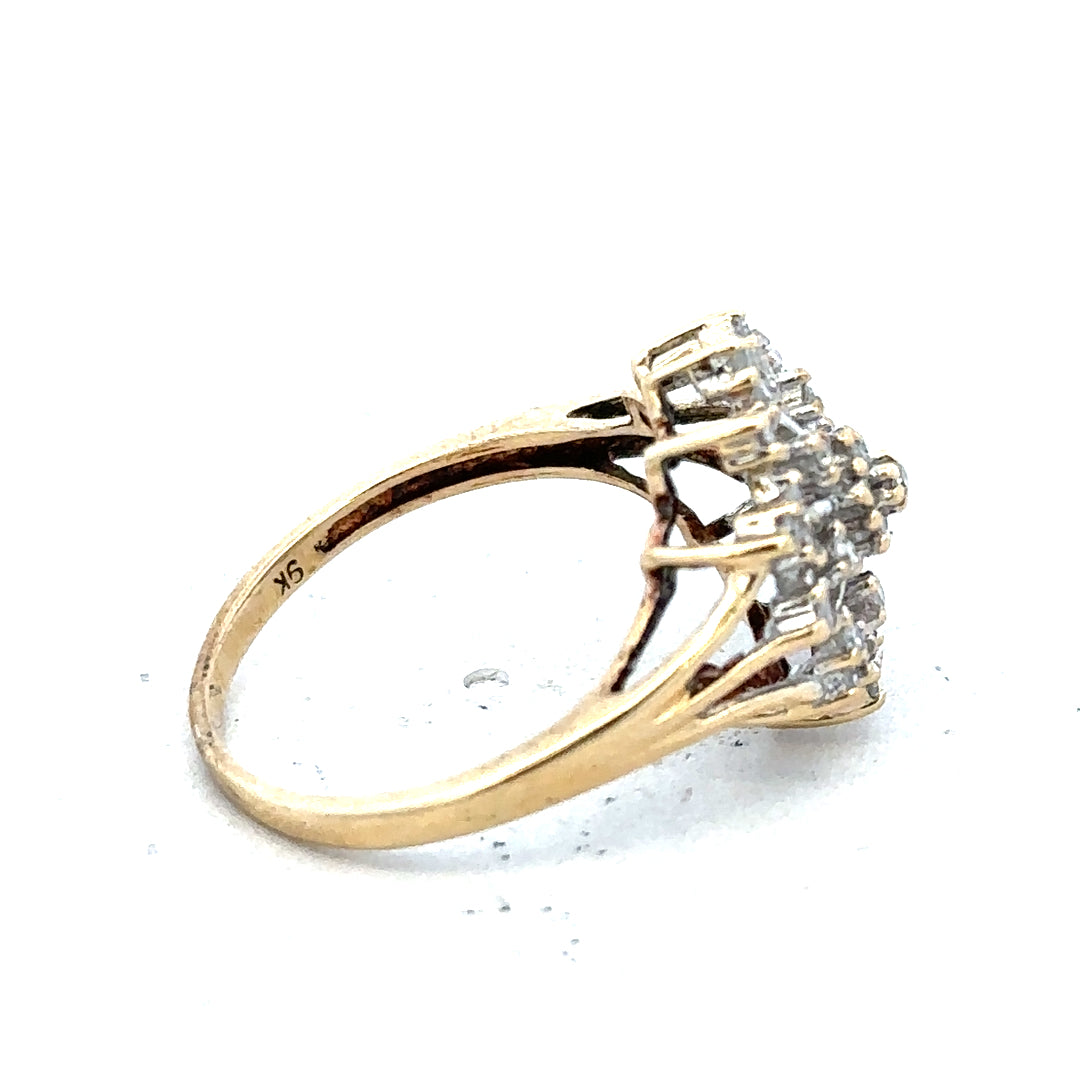9ct yellow gold diamond ring in size M1/2, featuring a sparkling diamond setting and weighing 2.4 grams.