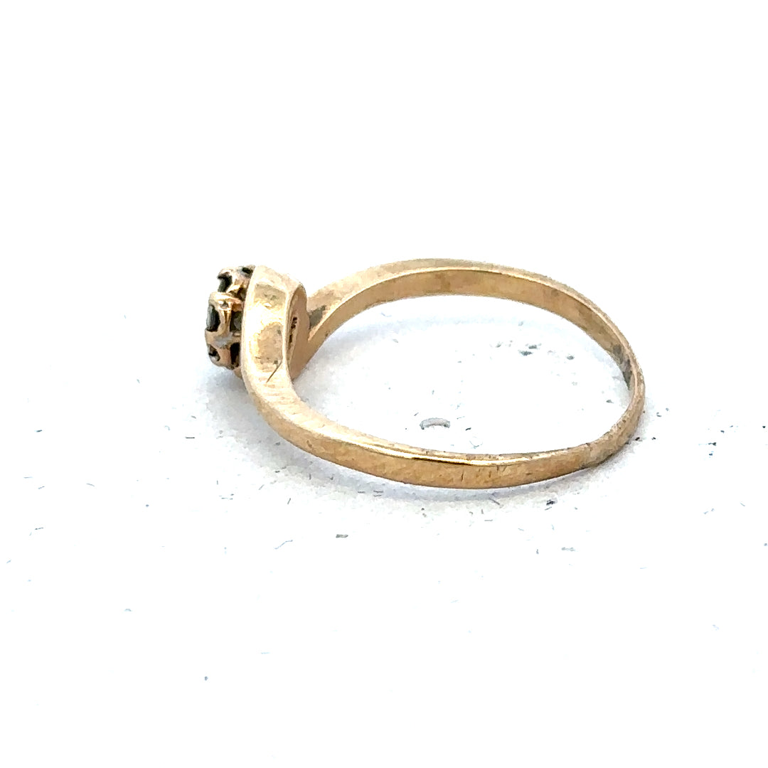 9ct yellow gold diamond ring in size M1/2 with sparkling diamonds, unbranded jewelry piece.