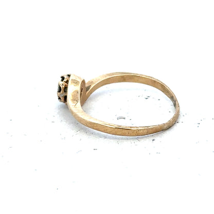 9ct yellow gold diamond ring in size M1/2 with sparkling diamonds, unbranded jewelry piece.