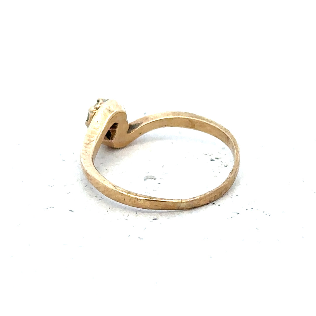 9ct yellow gold diamond ring size M1/2, unbranded, featuring a sparkling diamond centerpiece and a polished gold band.