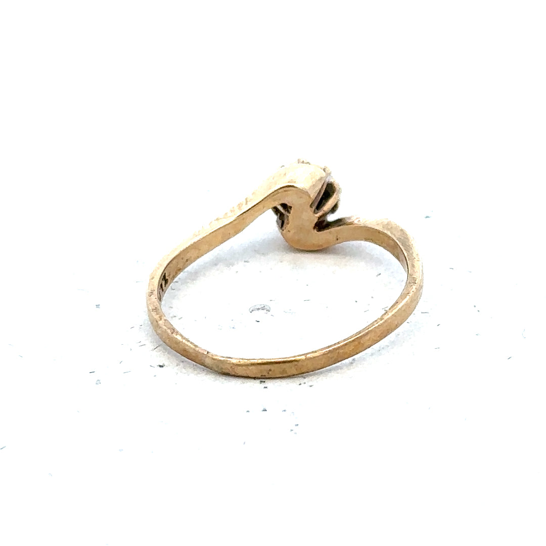 9ct yellow gold diamond ring in size M1/2, featuring a sparkling diamond set in a classic band, unbranded jewelry piece.