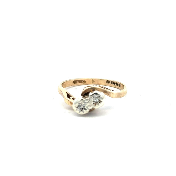 9ct yellow gold diamond ring in size M1/2, featuring a sparkling diamond setting, unbranded jewelry.