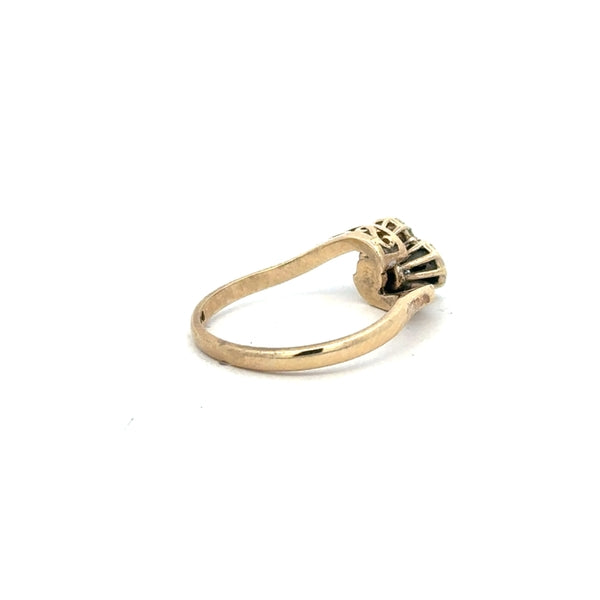9ct yellow gold diamond ring size M1/2 with sparkling diamonds, unbranded jewelry piece showcasing elegant design.
