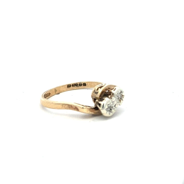 9ct yellow gold diamond ring size M1/2 with sparkling diamonds, unbranded jewelry, showcasing detailed design and craftsmanship.