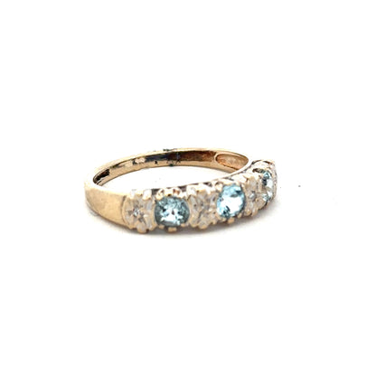 9ct yellow gold diamond ring in size M1/2 with sparkling diamonds, featuring a classic band design.
