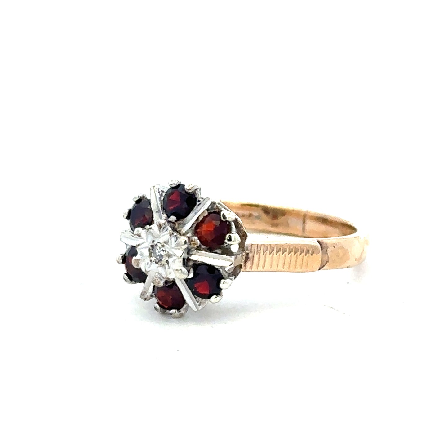 9ct yellow gold diamond ring size M1/2 with sparkling diamonds, unbranded, shown in a detailed close-up image.