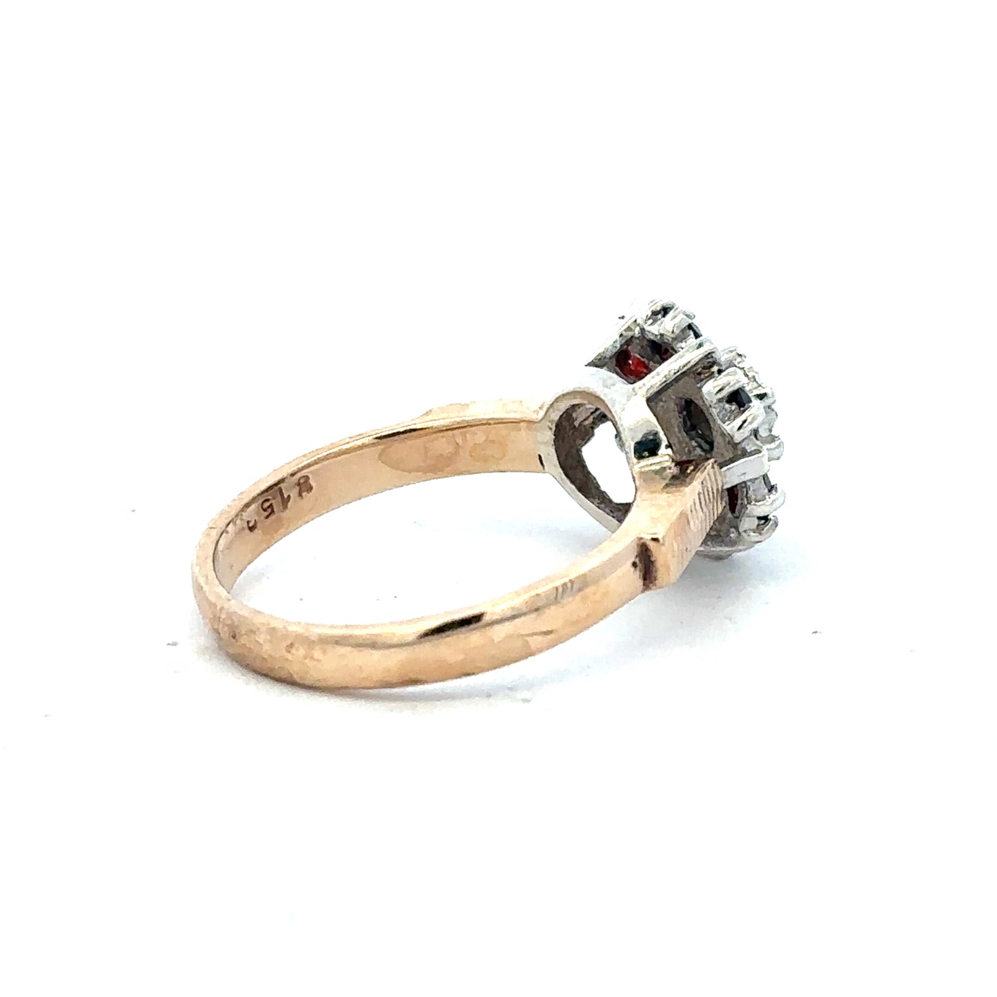 9ct yellow gold diamond ring in size M1/2, featuring sparkling diamonds and a sleek band design.