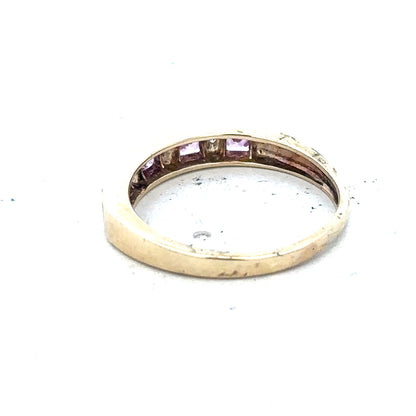 9ct yellow gold diamond ring size N, unbranded, showcasing a sleek band with sparkling diamonds for elegant jewelry.