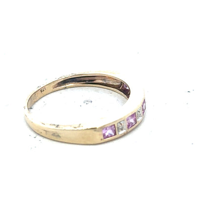 9ct yellow gold diamond ring in size N, featuring a sparkling diamond setting and a classic band design.