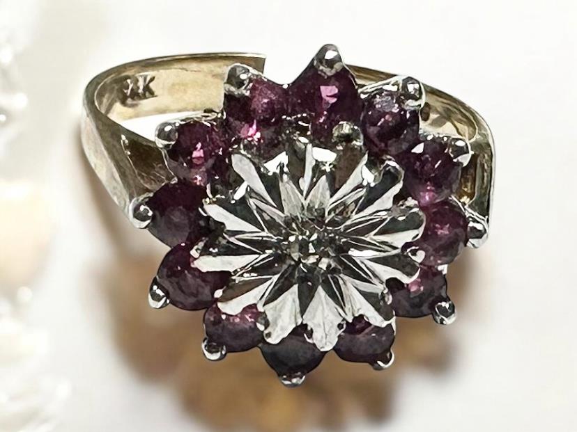 9ct yellow gold diamond ring in size N with sparkling diamonds, showcasing elegant jewelry craftsmanship.