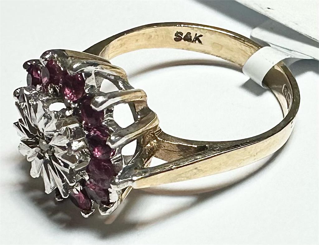 9ct yellow gold diamond ring in size N with a sparkling central diamond, unbranded jewelry design, shown on a plain background.