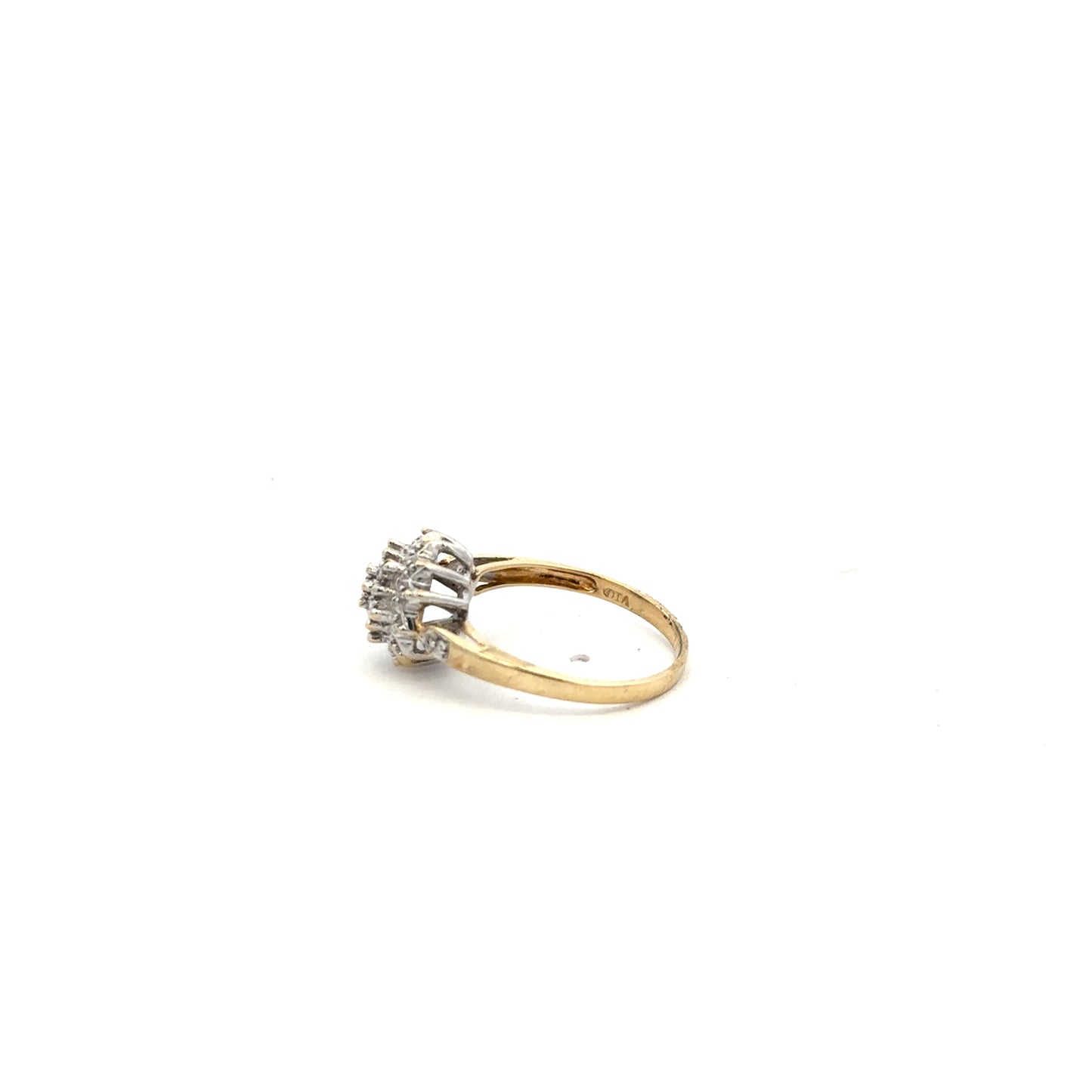 9ct yellow gold diamond ring size N, unbranded jewelry with sparkling diamonds and a polished gold band.